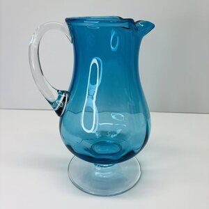 Vintage Blue Crystal Pitcher ~ Hand-Crafted ~ Poland